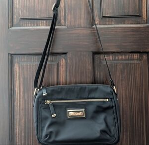Vintage Calvin Klein Black Crossbody Bag with Gold Accents